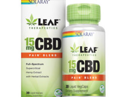 Solaray Leaf Therapeutics: Full-Spectrum CBD Pain Blend – 15mg (30 Liquid Vegetable Capsules)